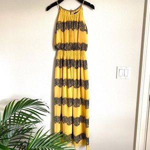 NWOT Yellow & Blue Maxi Dress